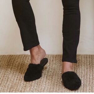 Jenni Kayne Shearling Mules 39 Black